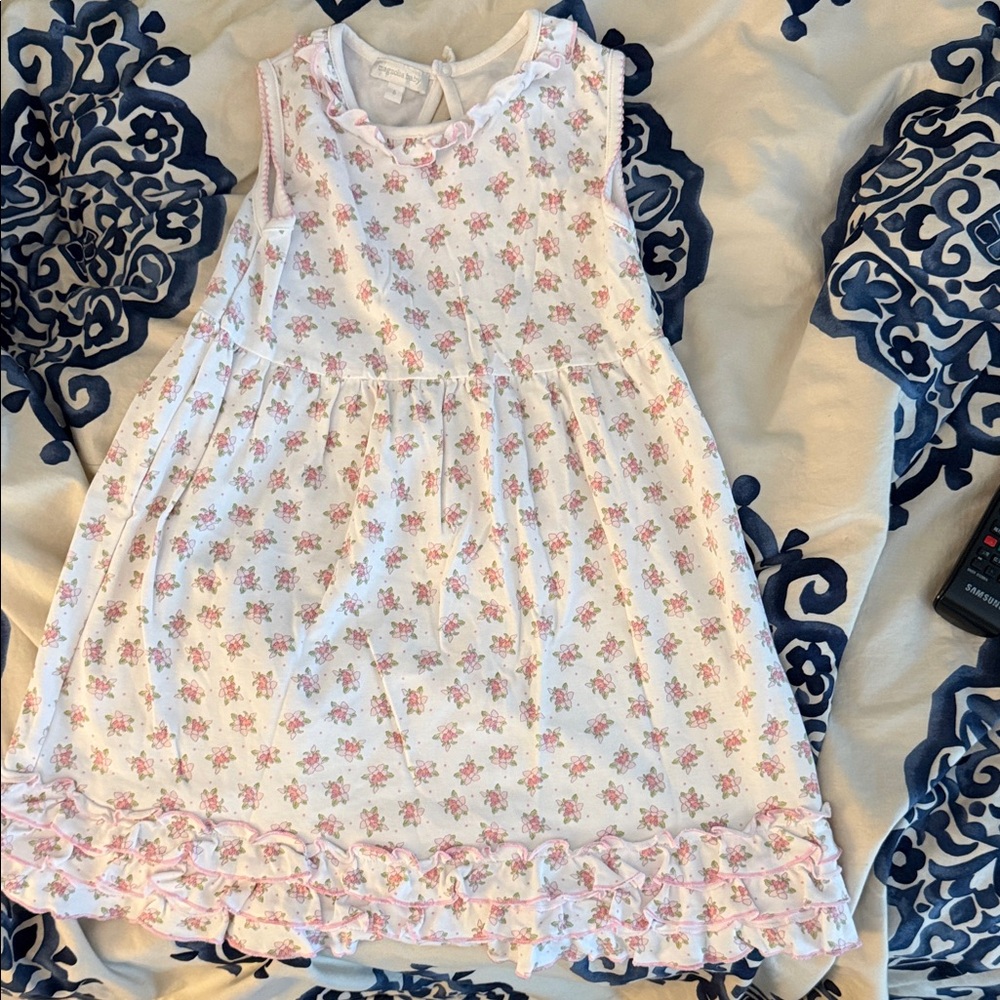 Charming Floral Kids Dress in Pink and White
